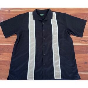 David Taylor Collection Mens 2XLT Black Tan Bowling Shirt Retro Camp Collar Tall